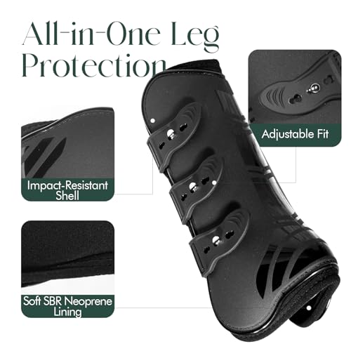 Tendon Boots for Horses, Set of 4, Shock-Absorbing Protective Horse Sport Boots for Jumping, Trail Riding & Equestrian Activities - Image 3