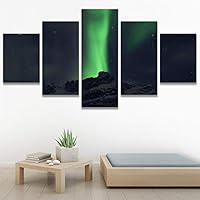 SIGNWIN 5 Panel Canvas Wall Art Astronomy & Space Contemporary Cosmic Dramatic Green Group Photography Realism Ultra for Home Decorations Ready to Hang - 60