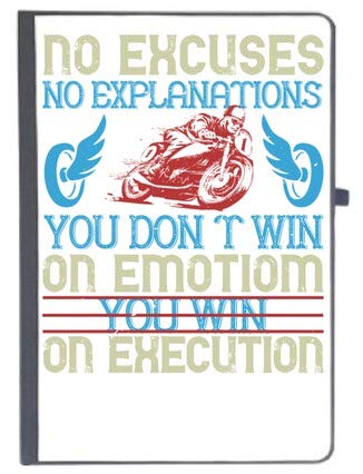 UDNAG Ruled Notebook Diary 'Rider | no Excuses no explanations You Don’t Win on emotiom You Win on Execution', [A5 80Pages 80GSM]