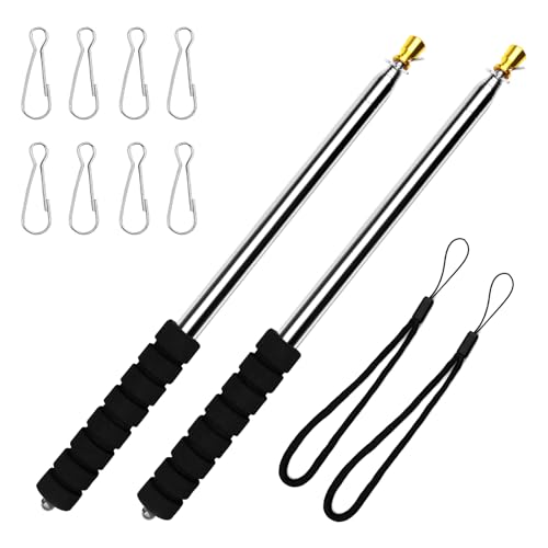 2PCS 9.85 FT Telescopic Flag Pole, Extendable Retractable Flagpole, Flag Poles for Garden, Telescopic Handheld Flagpoles, Flag Pole Holder, Suitable for Garden, Handheld, Guide, Banner, Teaching