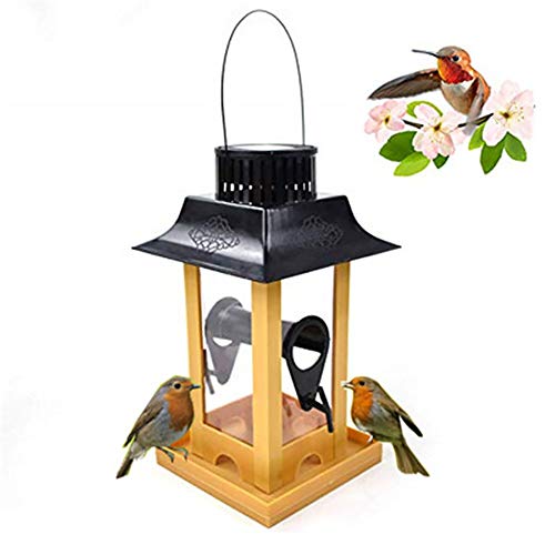 Yeshai3369 LED Solar Light Lantern Bird Feeder Food Dispenser