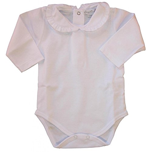 Kissy Kissy Baby Basic Long Sleeve Collared Bodysuit with Ruffle Collar-White-9 Months
