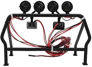 Tbest Metal Roll Cage, RC Roll Cage Frame Body with 6 LED Light Compatible with SCX10 1/10 Axial RC Car Car Model Accessory Rollbar for 1 10 Rc Axial Roll Cage 1/10 Rc Rear Cage