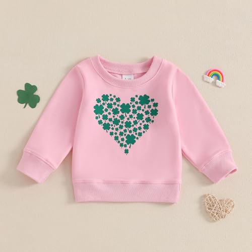 Toddler Boys Girls Spring Sweatshirts Baby Boy Clothes Four Leaf Clover Pattern Crew Neck Long Sleeve Baby Tops2