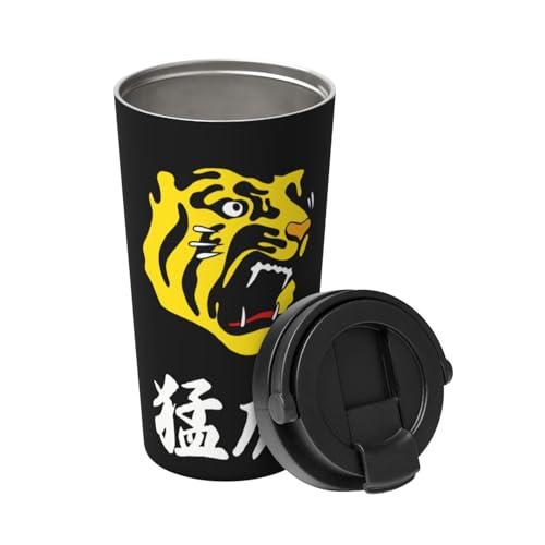タンブラー 阪神タイガース 野球応援 コーヒーカップ 500ml 蓋付き 持ち手付き マグボトル 保冷 保温 ステンレス製 魔法瓶 水筒 直飲み 携帯マグ 車用 応援グッズ プレゼント