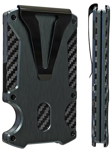 WXM Wallet for Men RFID Blocking Slim Front Pocket Real Carbon Fiber Credit Wallet Minimalist Best Mens Gift (GunMetal Grey)