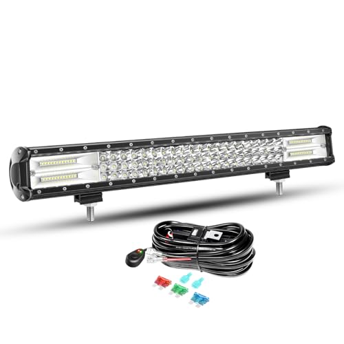 Willpower Barra Led 4x4 23'' 59cm 324W Barra de Luz Led Con Arnés de Cableado Fila Triple Faro Led Focos Led 12V 24V Barras Led Trabajo para Coche Tractor SUV ATV UTV Camion Barco Todoterreno