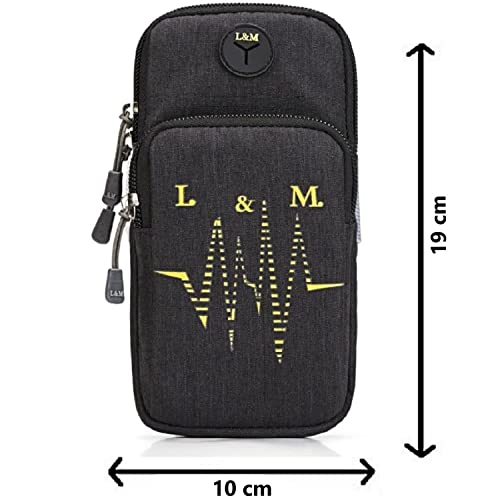 Image of Mini Mobile Arm Bag with Earphone Hole and Adjustable Arm Strap for Men's and Women's Running Fitness Walking Sports Outdoor (Black)