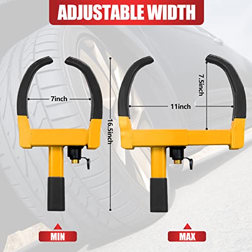 Wheel Lock Universal Wheel Clamp Lock Adjustable Security Trailers Tire Boot Lock Anti Theft For Atv Rv Suv Car Golf Cart Boats Motorcycles Great Deterrent Bright Black-Yellow (3 Keys) #TOP3