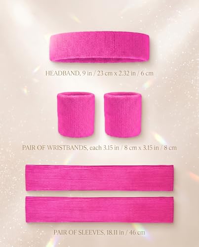 Image of v28 Neon Leg Warmers Set for women Headband Sweatbands Wristbands 80s 90s Pink Running Fanny 80's Plus Size Costumes Pack