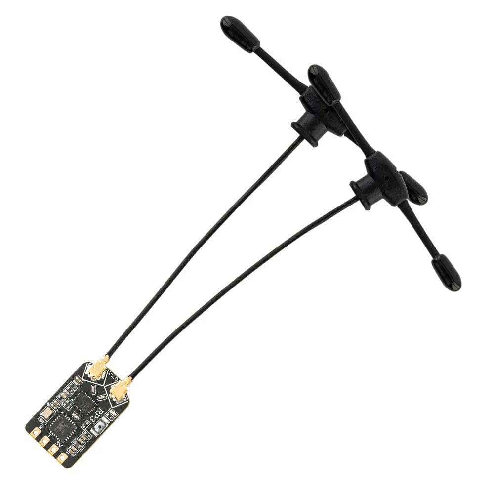 Radiomaster Receptor ELRS RP3 de 2,4 GHz Receptor Nano ExpressLRS con Antena Dual UFL T de 79mm para Control Remoto FPV ELRS Ideal para Dron FPV/Whoop Pequeño/Avión RC de Ala Fija