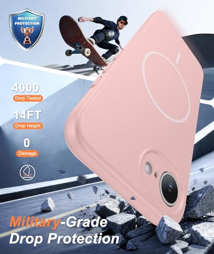 Image of FNTCASE for iPhone 17e & iPhone 16e Case: [Compatible with Magsafe] Solid Matte Magnetic Phone Cover with [Full Camera Protection] [Screen Protector] Military Grade Shockproof Protective, Pink