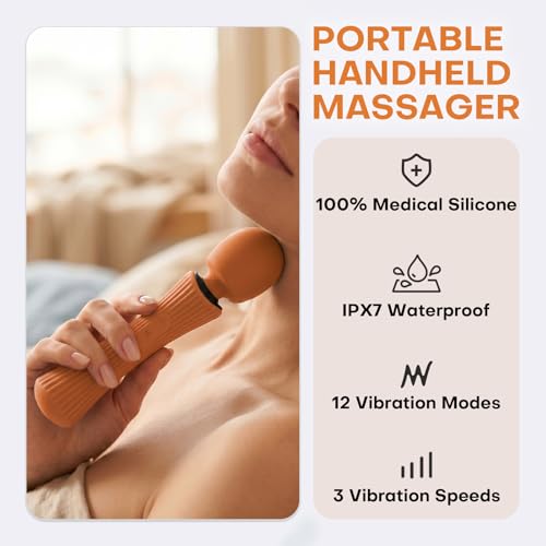 Image of Handheld Personal Wand Massager - USB Rechargeable & Skin-Friendly Silicone, Orange