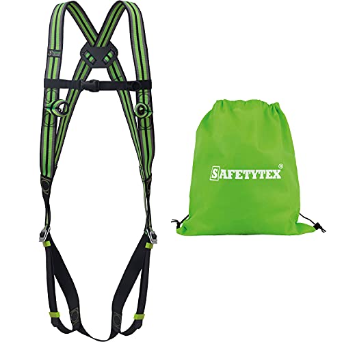 Safetytex Auffanggurt/Haltegurt - Fallschutz DIN EN 361 - Bandfalldämpfer 45 mm Gurtbreite - Auffangseil Universalgröße - Absturzsicherung Höhenarbeit - Halteseil Gerüstbau