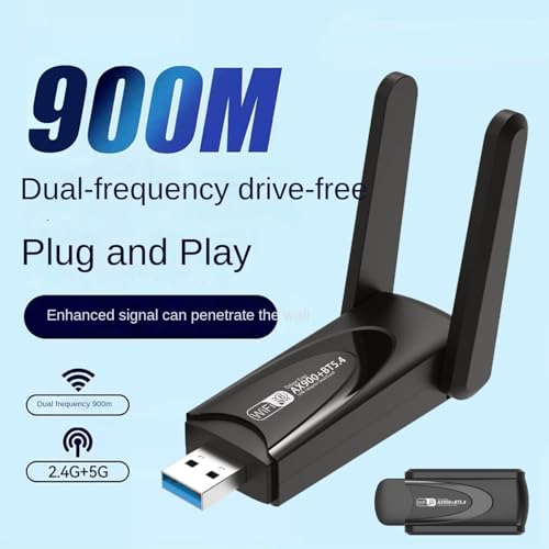 Image of 900Mbps Dual Band WiFi USB Adapter with Bluetooth 5.4 | 2.4GHz & 5.8GHz Wireless Dongle | Driver-Free | Supports Windows 10 /11 | High-Speed USB WiFi Receiver for PC & Laptop (900 MBPS)