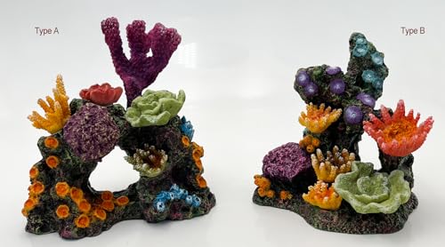 Image of S-Lifeeling Charming Resin Coral Reef Ornament - Realistic Aquarium Decor Gift for Fish & Shrimp Hideaway, Suitable for Freshwater & Saltwater Tanks (6.1 x 4.1 x 6.1 inches)