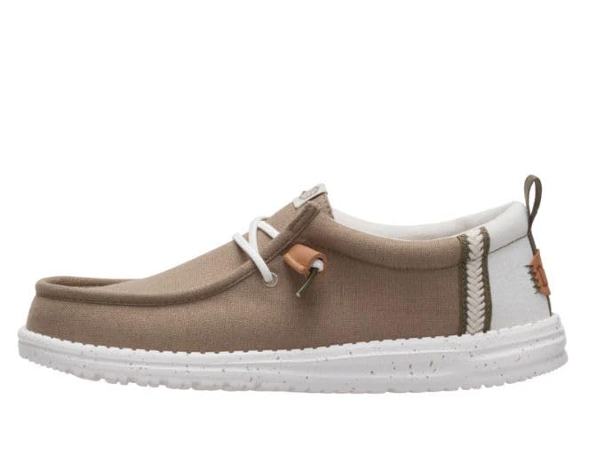 HEYDUDE Wally Craft Linen Timber/Silver Birch Size 9, Mens Shoes, Slip-on Loafers, Comfortable & Light-Weight