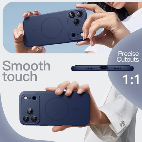 Image of JETech Magnetic Silicone Case for iPhone 17 Pro, Dark Blue