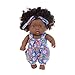 Obelunrp Weiche Baby-Puppe 20 cm Künstliche Neugeborene Baby Puppen Schwarze Haut Neugeborenen Puppe Schöne kleine afrikanische Mädchen Baby Puppe Explodieren Haarsimulationspuppe