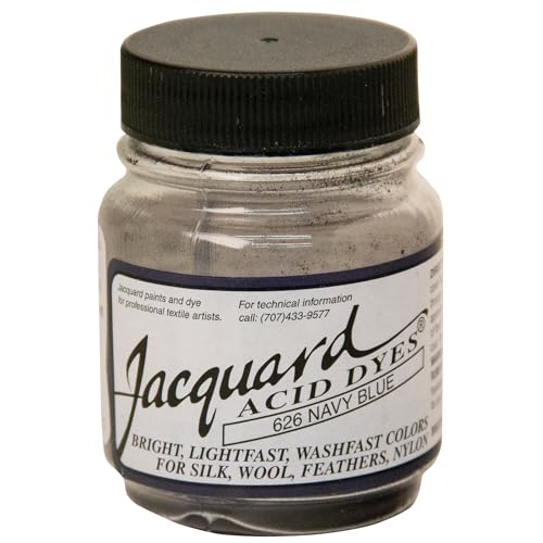 Jacquard Acid Dye 1/2oz Jar Navy Blue - Acid Dye for Wool, Silk, Alpaca, Feathers, Cosplay Wigs and Nylon - Powder Wool Dye for Full Coverage Dyeing - Vibrant...