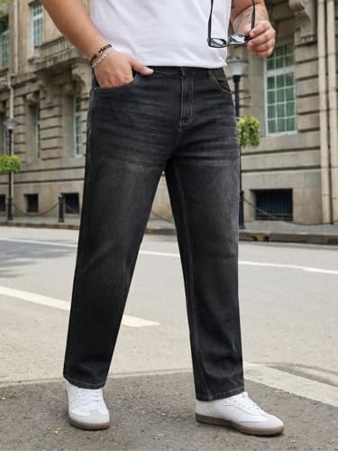 Image of Urbano Plus Men's Relaxed Fit Washed Denim Jeans Non-Stretchable