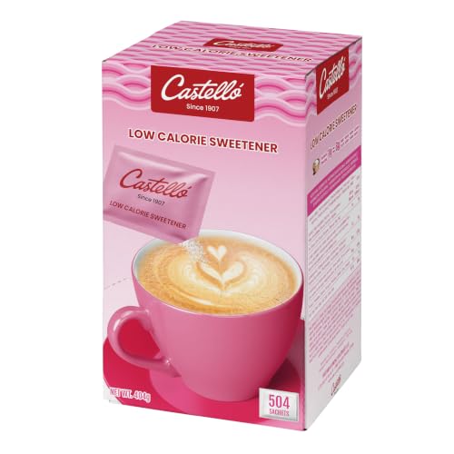 Castello since 1907 Edulcorante Sacarina Sin Ciclamato 500 Sobres | Monodosis | 1 sobre = 0.8g Azúcar | Bajo en Calorías | Ideal Café, Hostelería y Oficina - 404g