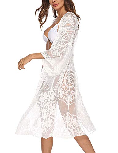 WomenS Bathing Suit Kimono Beach Cover Up Lace Crochet Pool Swimwear