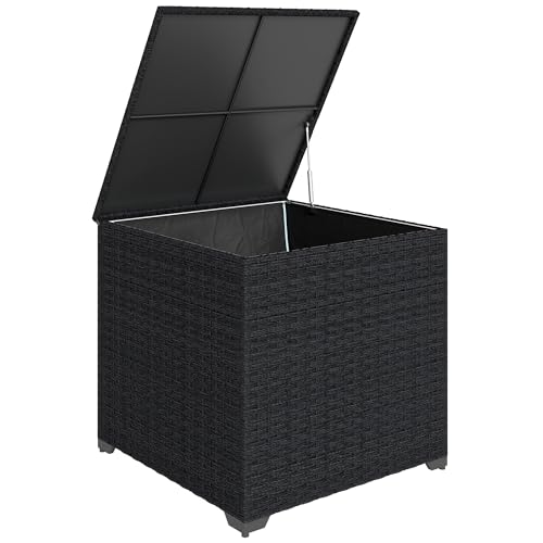 Outsunny Coffre de jardin en résine tressée, coffre de rangement extérieur 253 L imperméable avec doublure zippée, tige pneumatique sécurisée, pour extérieur,...