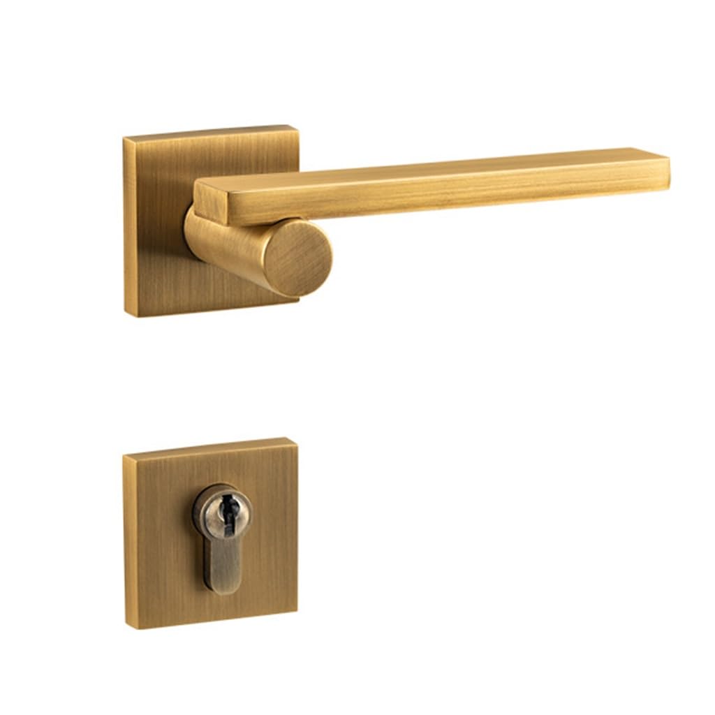 MOBYGKFY Bedroom Door Lock Brass Indoor Mute Gold Vintage Magnetic Room Handle Lockset