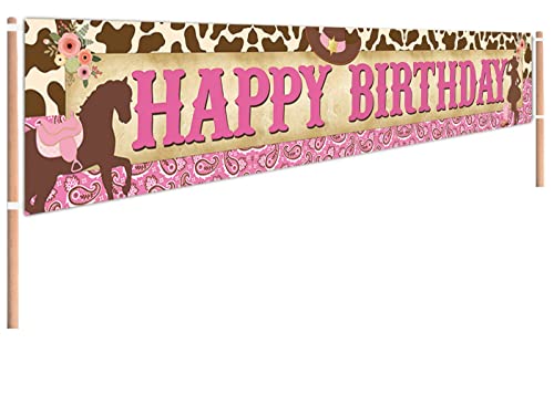 Large Western Cowgirl Happy Birthday Banner Cowgirl Theme Birthday Party Supplies Decorations Wild West Cowgirl Theme