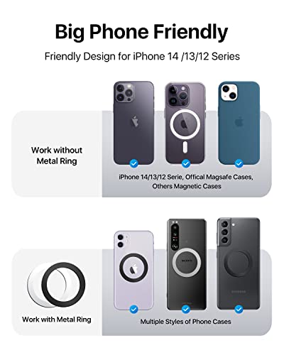 [2023 Newest] Andobil Easyfly Magnetic Phone Grip [Strongest Magnet Power] Gym Cell Phone Finger Ring Holder Compatible With Magsafe Iphone 14 Pro Max 14 13 12, Rotate Kickstand, Carbon Fiber Design #TOP5