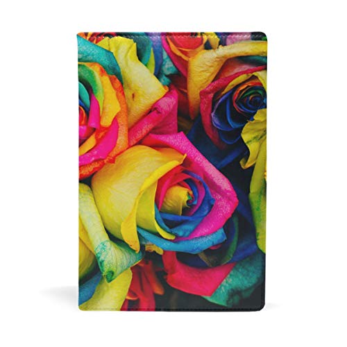 EZIOLY - Funda para libros de texto con diseño de rosas de colores arcoíris, se adapta a la mayoría de libros de texto de tapa dura de hasta 22 x 15 cm Fácil de aplicar. Lavado y reutilizable