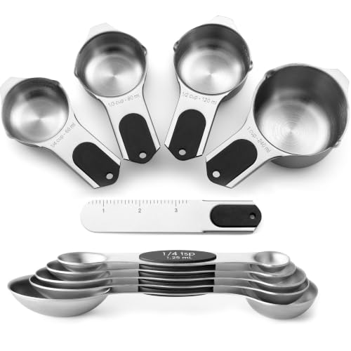 Spring Chef Magnetic Measuring Cups & Spoons Set Black Stainless Steel Set of 9