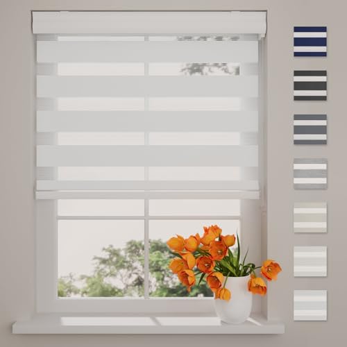 DTCH® Store Enrouleur Jour Nuit avec Cassette 140 x 175 cm (L x H) Blanc, Lumineux ou Transparent, Disponible en largeurs de 40 à 220 cm, Installation...