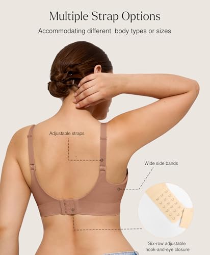 Image of Popilush Bras for Women No Underwire Seamless Wireless Support Bra Full Coverage Comfort T Shirt Bralette