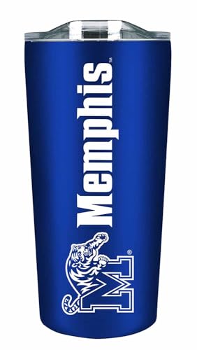 Campus Colors NCAA Stainless Steel Tumbler perfect for Gameday - 18 oz - Double Walled - Keeps Drinks Perfectly Insulated (Memphis Tigers - Royal)