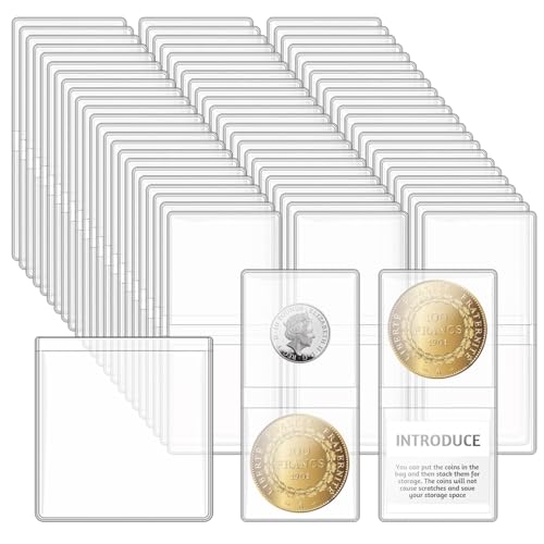 Vmiapxo 200 Pack Coin Flips for Collectors 2x2 Inch Double Pockets