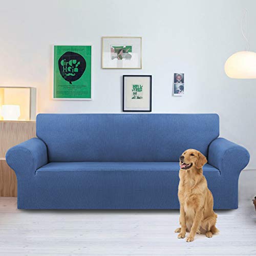 KEKUOU Stretch Oversized Sofa Slipcover 1 Piece Couch Sofa Cover (94"-110") Furniture Protector 4 Seater Sofa with Elastic Bottom for Kids,Pet.Jacquard Checked Pattern Fabric(X Large,Riverside)
