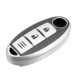 X AUTOHAUX Silicone Smart Key Fob Case Cover for Nissan Sentra 1986-1987 Key Fob Shell Protector Keyless Silver Tone