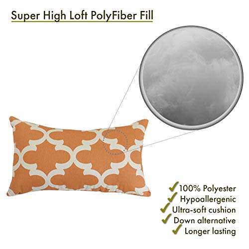 Majestic Home Goods Peach Trellis Indoor / Outdoor Small Throw Pillow 20" L x 5" W x 12" H - Thumbnail 3