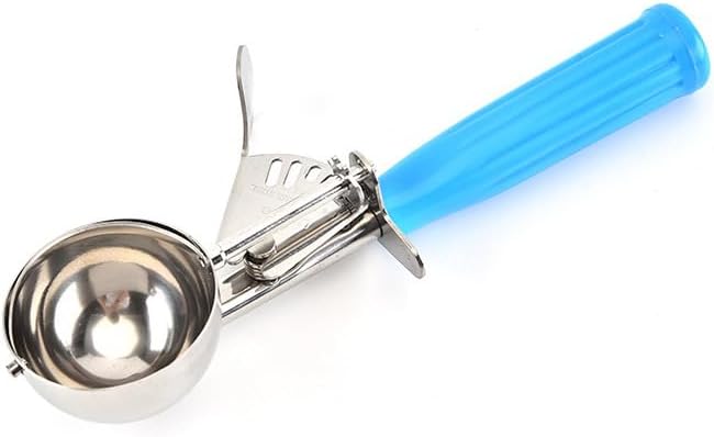 Miniatura 7 de 1 cuchara de utensilios duradera - gatillo de pulgar, plato de helado de acero inoxidable para control de porciones, adecuado para helado, puré de