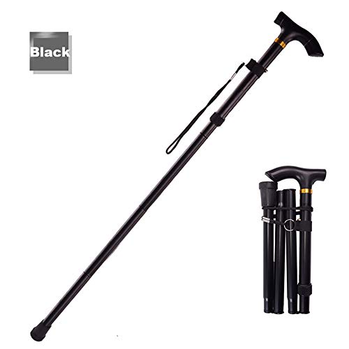 Canne de marche portable et pliable noire en alliage d'aluminium réglable Sagesse