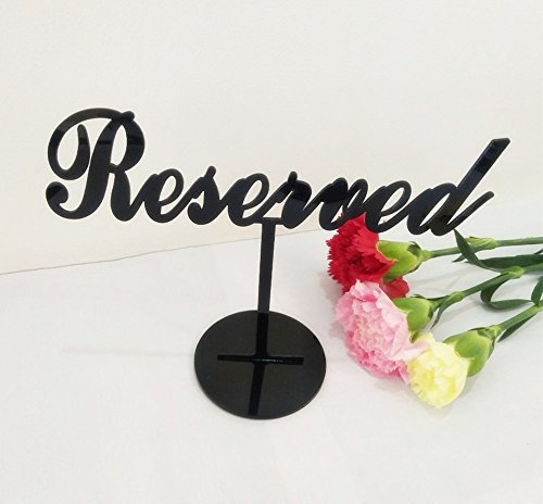 RUIXUAN Set of 3 Acrylic Reserved Table Sign,Reserved Seating, Reserved Sign for Weddings Freestanding Acrylic Reserved Gold Wedding Sign Reception (Black, 5