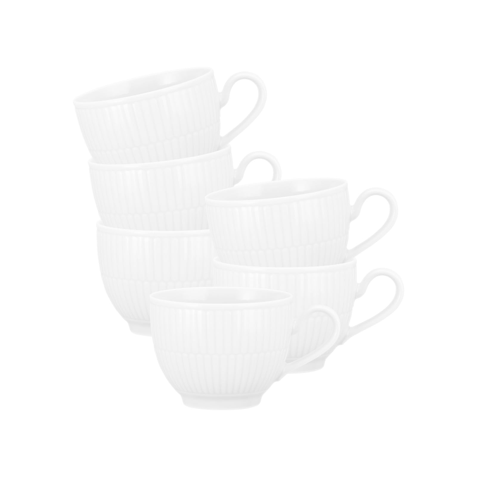 Seltmann Weiden Amina Weiß Kaffeetassen 6er Set, 250 ml, Kaffeeobertassen mit dezentem Relief-Muster, Spülmaschinen- und Mikrowellenfest, Porzellan, Weiß
