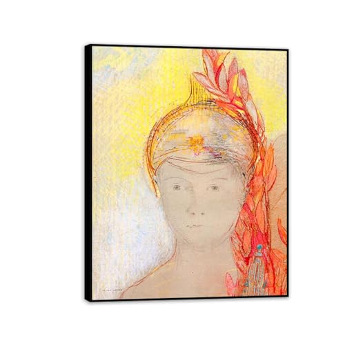 Tableau Odilon Redon Tête de Minerve Toile Encadrée pour Mur Vide Chambre