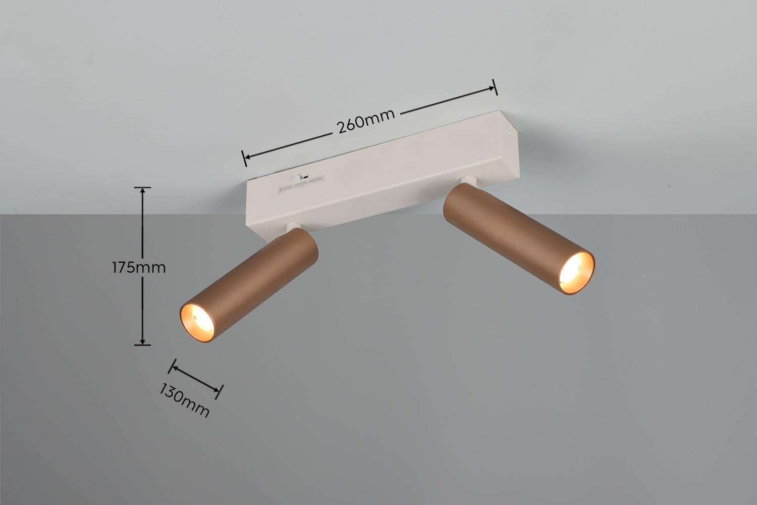 Trio Leuchten LED Strahler Ambala 849210265, Metall Warm Grey/Coffee, 2x 5.5 Watt LED, Lichtfarbe einstellbar, Switch Dimmer |