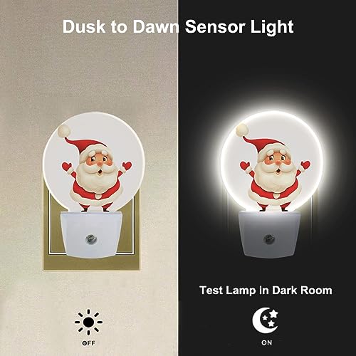 Image of Santa Joy Christmas Night Light Plug into Wall Winter Plug-in Night Lights with Dusk-to-Dawn Sensor for Bedroom, Bathroom and Living Room 0.5W Sleep Friendly for Women /Girls /Boys Gift