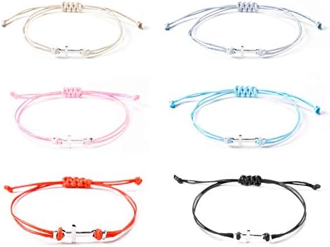 SUNSH 6pcs Cross bracelet for Women Teen Girl Men Boys Matching Adjustable String Inspirational Lucky Bracelet Handmade Religious Christian Faith Hope God Blessed Best Friends Epiphany Gifts