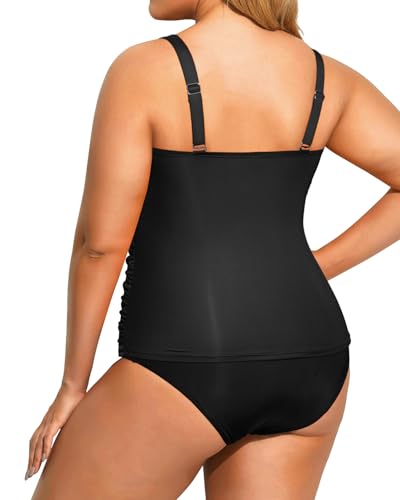 Aqua Eve Women Two Piece Plus Size Tankini Strapless Bathing Suits Bandeau Swimsuits with High Waisted Bottom3