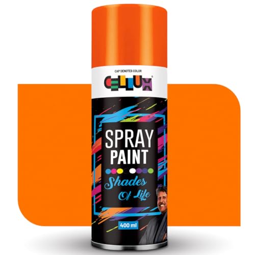 Image of Cellux 2X Ultra Cover Tang Orange Spray Paint | DIY, Quick Drying with Premium Gloss Finish for Metal, Wood, Wall & other Surfaces - 400 ML